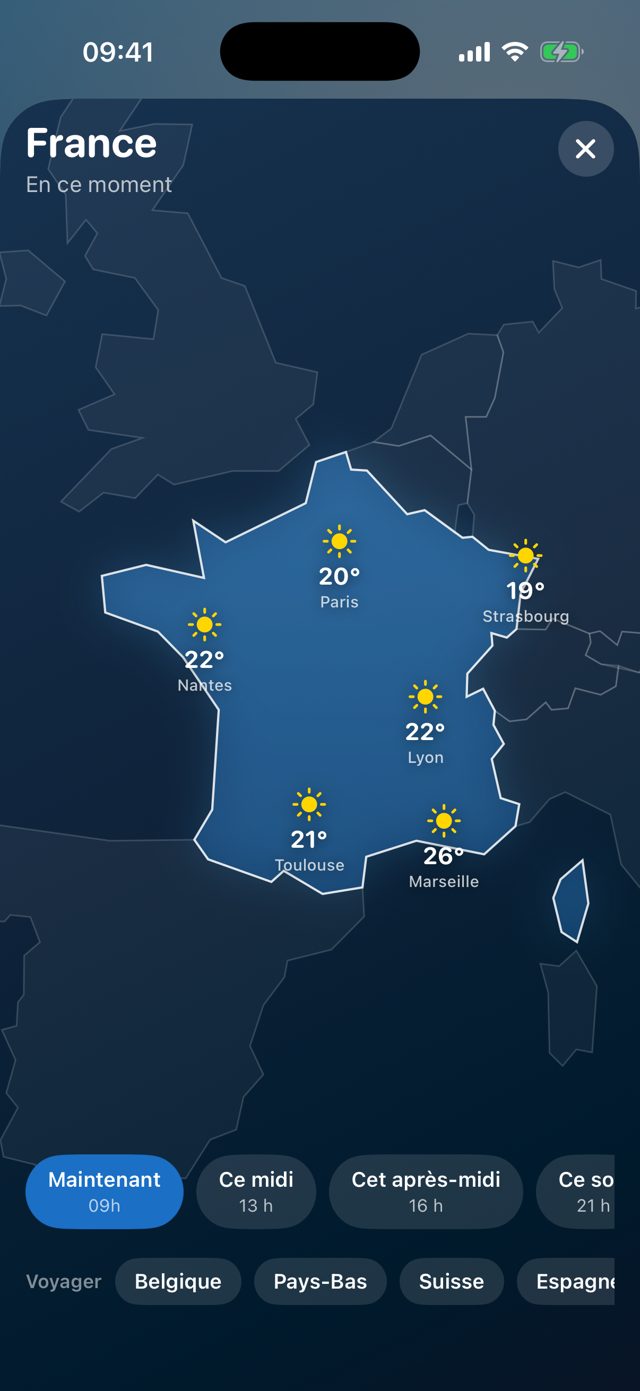 Bulletin météo de la France sur iPhone